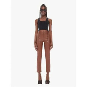 MOTHER  The mid-rise Dazzler ankle faux leather pants  friar brown size 28 B3150
